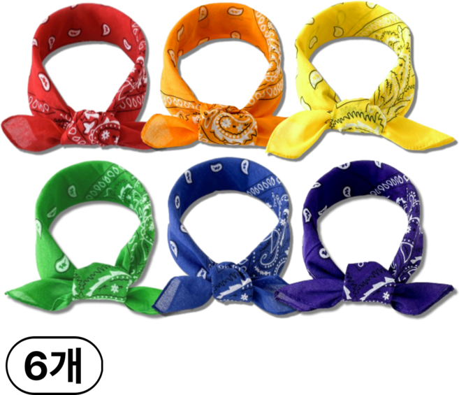 벨리델리 페이즐리 헤어밴드 반다나 손수건 6개