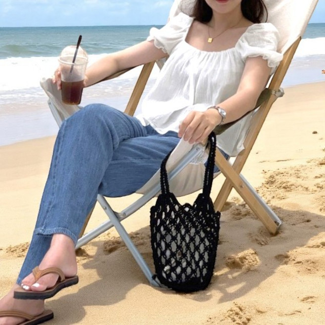 알로롱 비치 핸드메이드 밀짚 라탄 가방