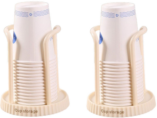슈리팜 탕비실 종이컵 디스펜서 컵 보관 홀더, 2개, 베이지