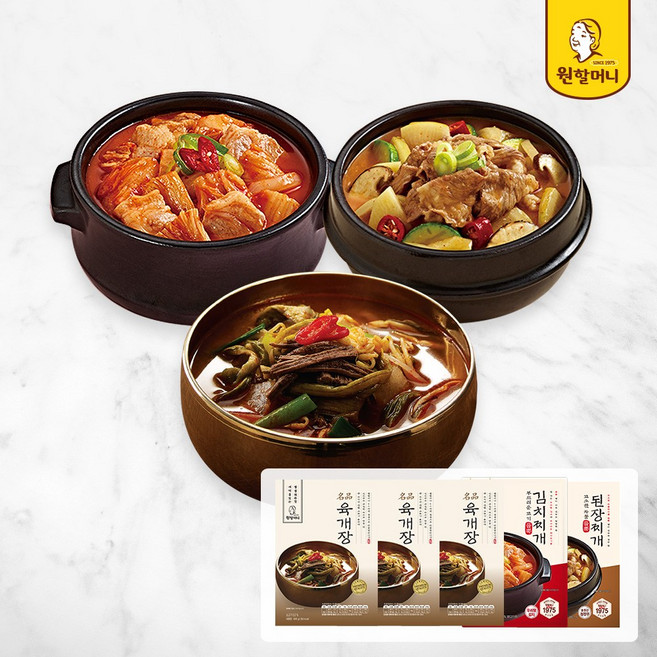 [원할머니] 명품육개장 600g x 3팩 + 김치찌개 500g x 1팩 + 된장찌개 500g x 1팩, 단품, 단품