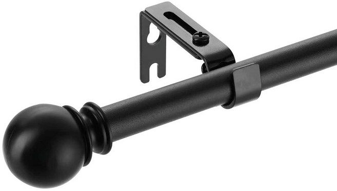 Vellichor 길이를 조절할 수 있는 고급 스테인리스 스틸 현대식 커튼봉 설치가 편리한 커텐봉 원형, 블랙