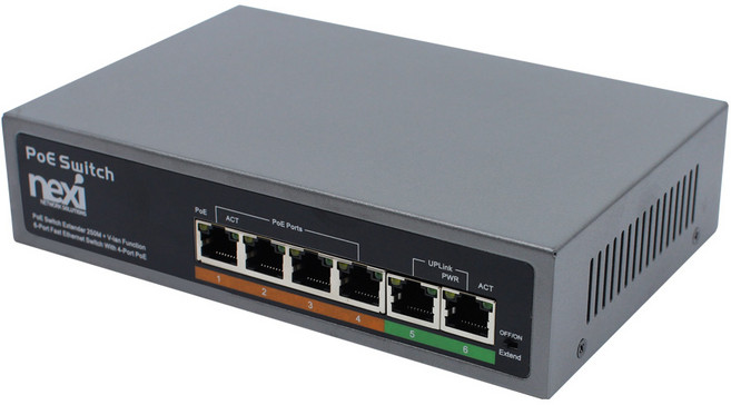 POE+ 허브스위치 4+2포트 65W 스위칭 CCTV IP카메라 NAS인터넷 익스텐더 산업용 PTZ 공유기 공사설치 통신, 1개