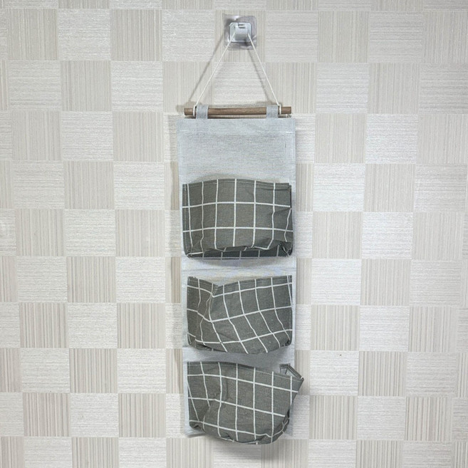3단 수납 포켓 벽걸이, 그레이, 1개, 그레이
