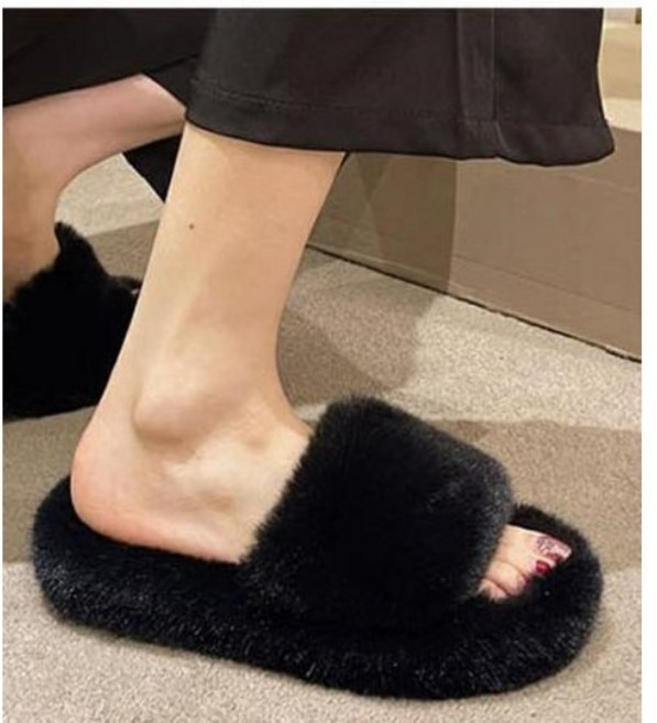 겨울슬리퍼 어그플러프예 부드러운 퍼 슬리퍼 겨울 보온 실내화 3color