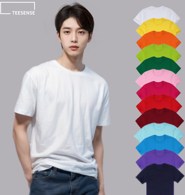 무지 반팔티 20수 라운드 면티 커플 레이어드 데일리 티셔츠