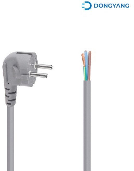 (동양전자) 국산 측면 접지 전원케이블 AC 250V / 16A / 1.5㎟ DYP-G15B (그레이/벌크/2m), 2m, 1개