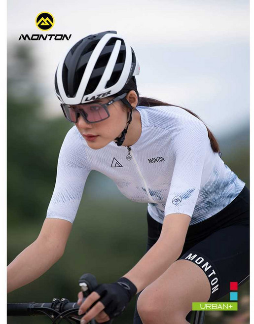 Monton 봄 여름 남여 사이클링 저지 상의 반팜 자외선