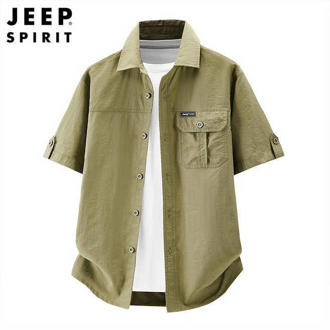 JEEPSPIRIT 지프스피릿 캐주얼 남성 여름 아웃도어 통기성 반팔 워크웨어 셔츠 JP7651