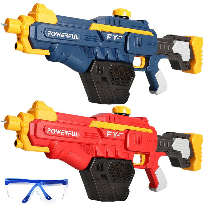 재미모리 허리케인 전동물총 고글 세트 55Cm 680ml 자동물총 축제 파워물총 어택물총 성인용 장난감 오토 워터건, 레드, 1개