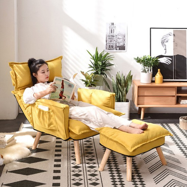 1인용 각도 조절 소파 스툴 세트 (옐로우), 상세 참조