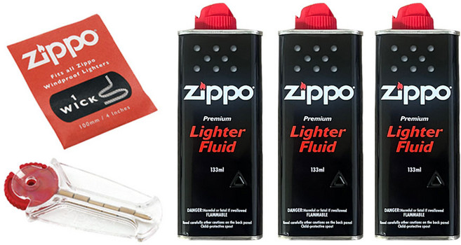 지포 소모품 세트 ( 133ml오일 3개+라이터 돌+라이터 심지 )부싯돌 지포기름 지포심지