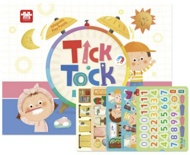 아리아띠 틱톡 시계놀이 자석교구, 혼합색상 2개, 2개