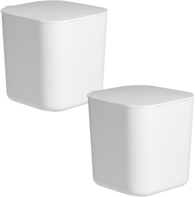 이지유 미니 수납 정리함 뚜껑형 화장대 탁상 펜트리 정리 사각 휴지통 소품 케이스, 화이트, 2개