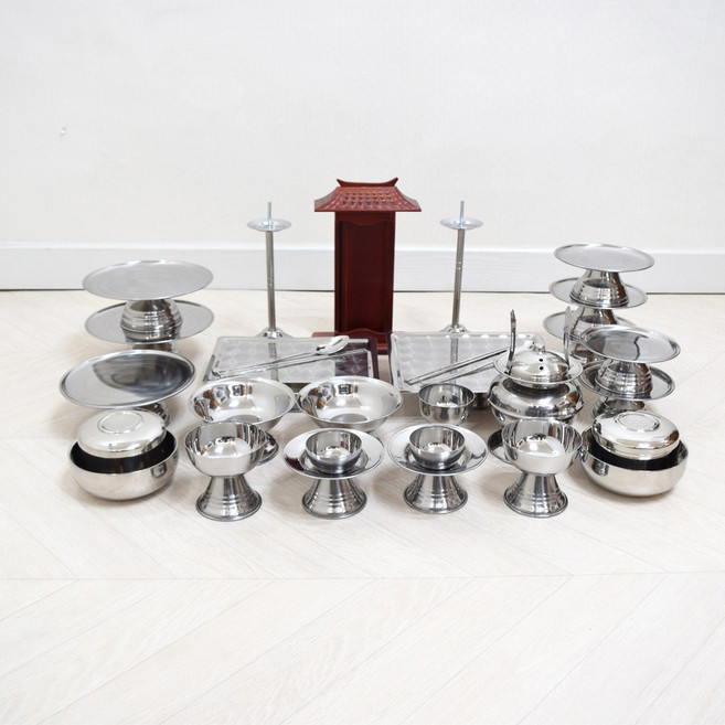 남원 향림공예 스텐 간소 제기세트 33p (23p + 스텐주발세트 2개) 제사 제기 그릇, 1개
