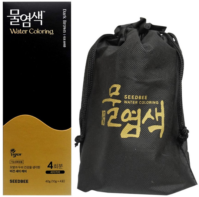씨드비 물염색 비건 새치 홈쇼핑 동일 김혜수 염색약 4회분+염색도구 씨드비 비건 미디엄 브라운 4회분+염색도구, 1세트