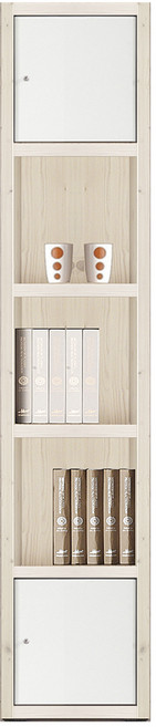 예뫼솔 2000시스템5단책장(상/하문형) 책꽂이 수납장 진열장 TV책장, 5단, 5단-0400책장(상/하문)-워시