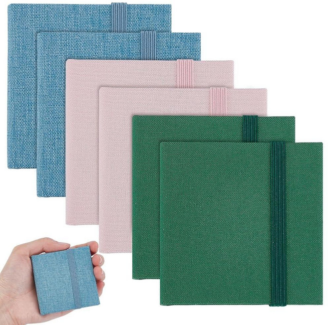 PLIGREAT 6피스 미니 수채화 스케치북 6.1 x 6.1cm(2.4 x 2.4인치) 300g 휴대용 스퀘어 퓨어 컬러 소형 수채화 스케치북 60페이지 수채화 질감 드로잉