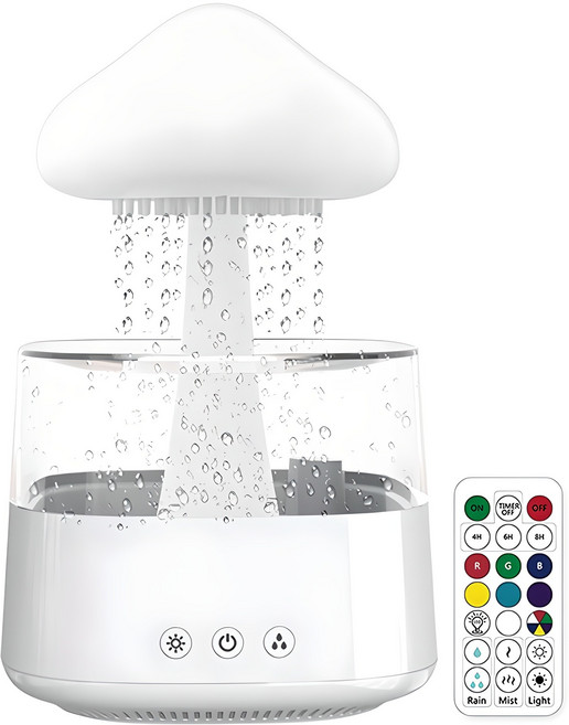 808 빗소리 무드등 간편세척 대용량 초음파 가습기, RAINHumidifier, 혼합색상