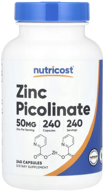Nutricost 아연 피콜리네이트 50mg 캡슐 240정, Nutricost아연피콜리네이트50mg캡슐240정, 1개 - 쿠팡