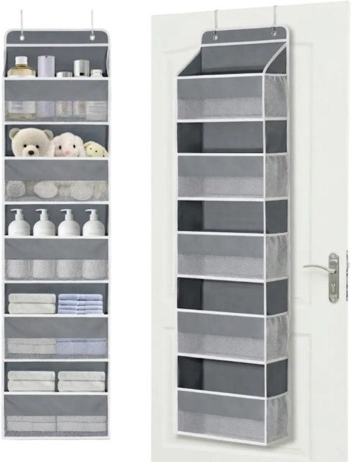티모아리스 문걸이 수납함 5단 정리함 15수납공간 한국형 전용 후크 3종류, 1개, 라이트 그레이