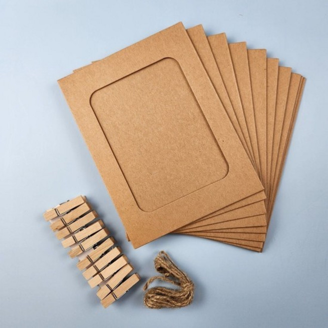 꾸미기액자 액자 종이 크라프트 페이퍼 나무집게 마끈 10p세트 어린이집 꾸미기 가랜드 유치원 졸업 즉석, 없음, 상세설명 참조, 없음