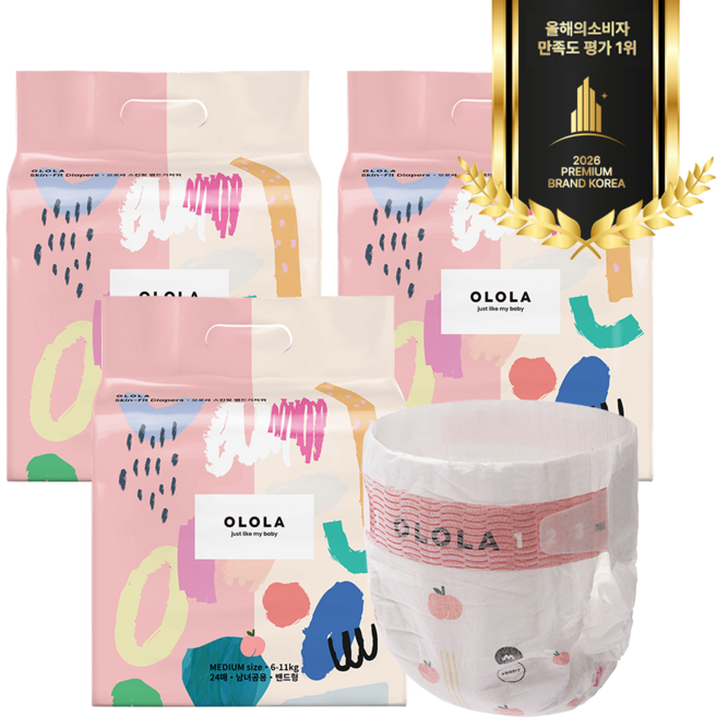 오로라 스킨핏 밴드기저귀 중형 24매x3팩, 스킨핏(밴드)중형24매X3팩