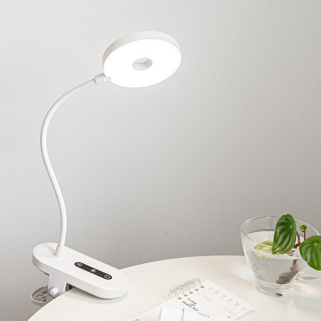 킨하우스 밝기조절 5색 온도 LED 집게 스탠드, 화이트