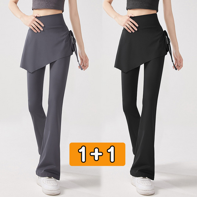 CBHV 여자 사선 치마 바지 일체형 레깅스 스판 스키니 바지 1+1