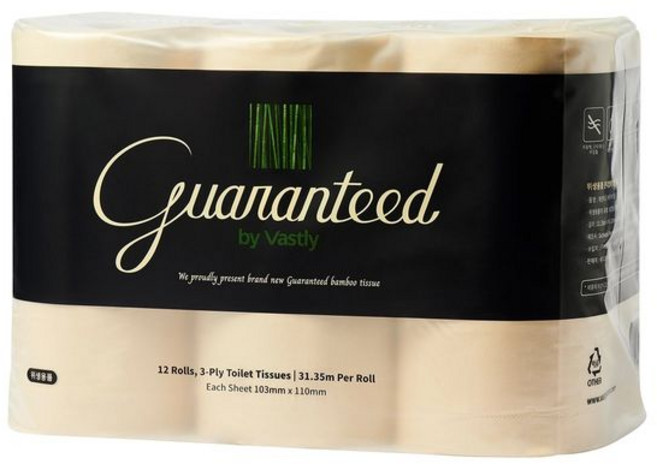 [게런티드 by 바스틀리] 토일렛 12롤 친환경 먼지없는 화장지 휴지 3개 세트, 12개입, 1개