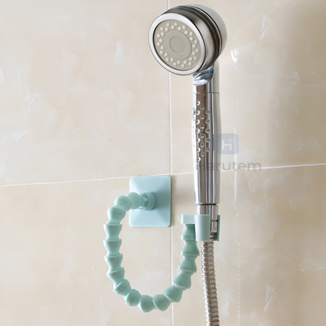하루템 자바라 샤워기 홀더 각도조절 거치대 다용도 벽부착 샤워기걸이, 민트, 1개