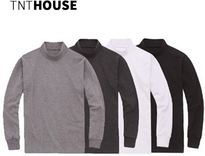 티앤티컴퍼니 남녀공용 무지 양면 반폴라 긴팔 티셔츠