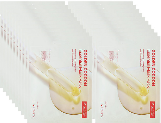 라보니따 골든코쿤 에센셜 마스크팩 30장 / 수분+영양+단백질 / 탄력보습 시트마스크/ 비건시트/ 고 밀착 시트, 1개, 30개입