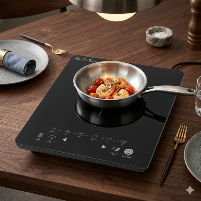 키친아트 1구 인덕션 세라믹글라스 10단 온도조절 IH 고속가열 전기레인지, 일반형, 1구인덕션