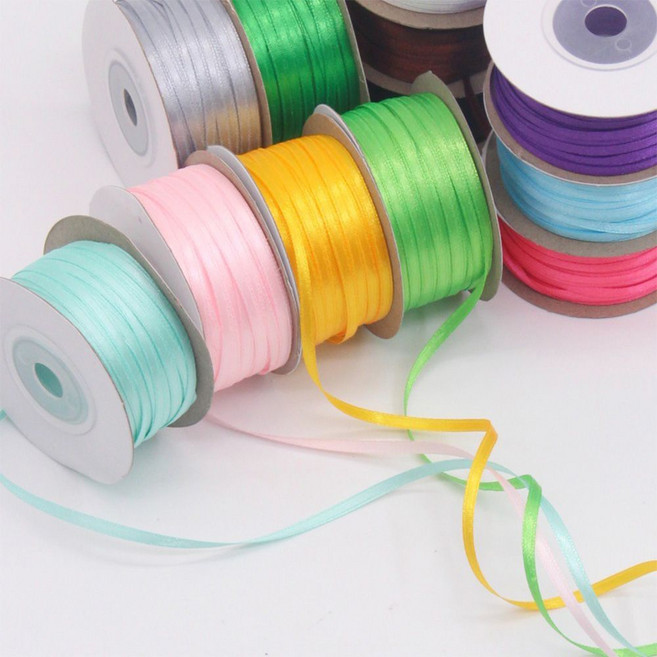 얇은 공단리본 3mm 45m 13컬러 끈 청첩장 콜북 꽃 han+028ph, 블랙