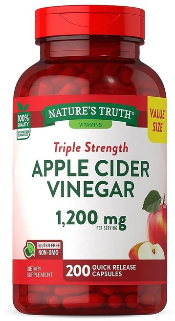 Nature's Truth Apple Cider Vinegar 네이처스트루 애플 사이다 비니거 1200mg 200캡슐, 200정, 5개 - 쿠팡