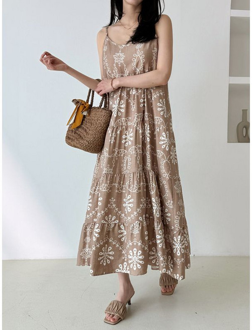 모리스커밍홈 나염 캉캉 끈 원피스 M2506OP055B