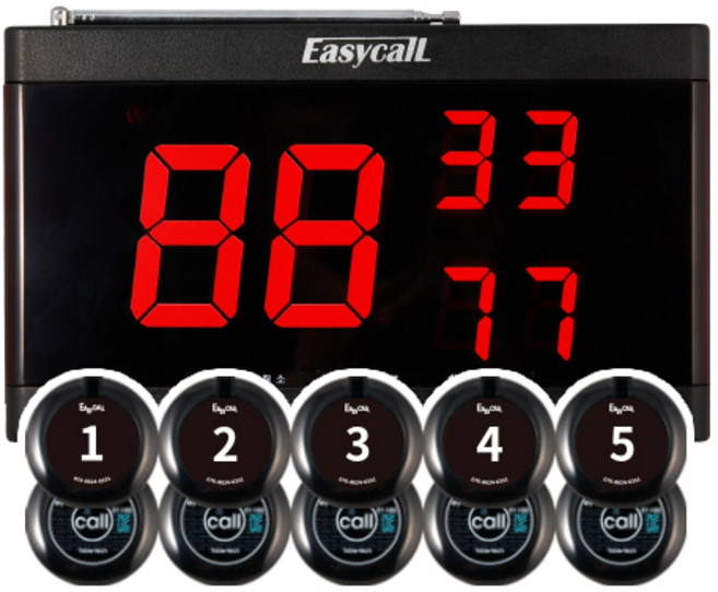 이지콜 호출벨 + 수신기 세트 (번호표제공) 올블랙색상, 1개