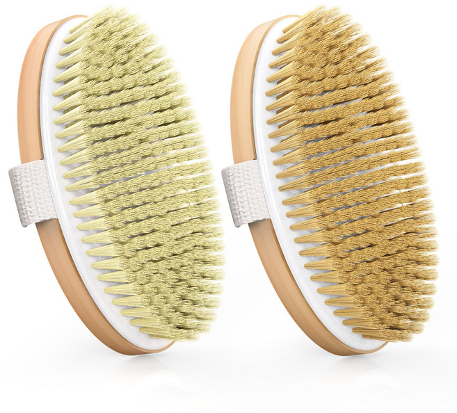 POPCHOSE 핸드 바디 브러쉬 샤워 브러쉬 타원형 우드 + 사은품, 1개, 2개입