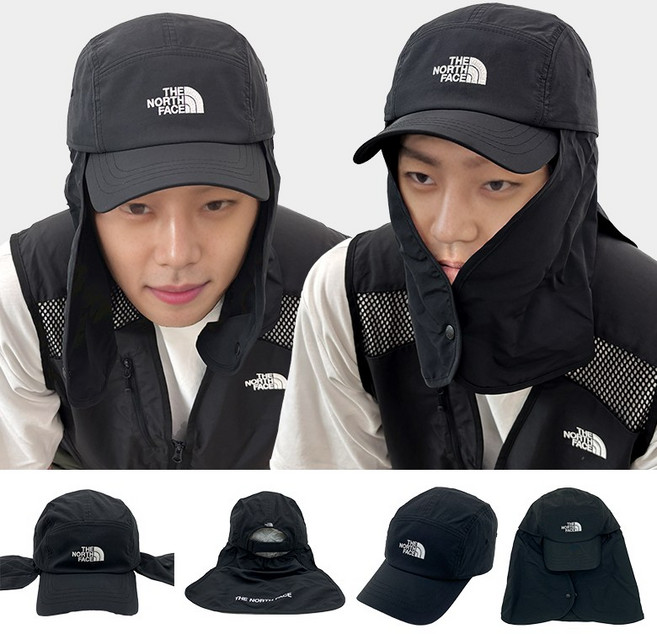 노스페이스 모자 쉴드 캡 아웃도어 등산 햇빛 자외선 차단, 01.블랙BK, L
