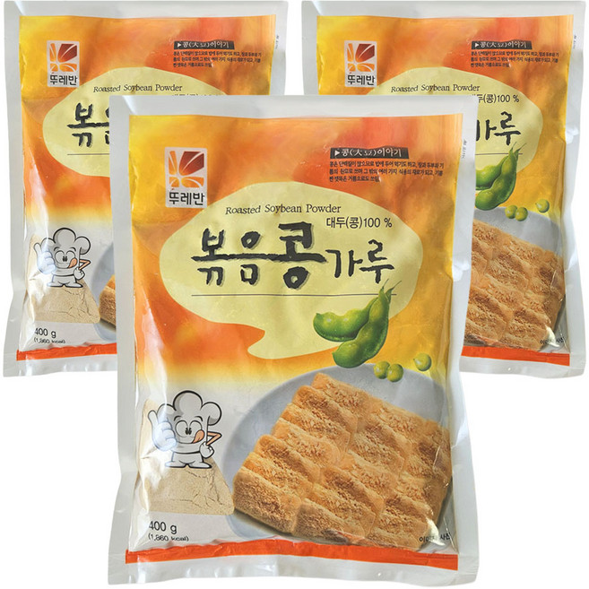 뚜레반 볶음 콩가루 400g 콩고물 콩물 인절미 팥빙수 볶은콩가루, 3개