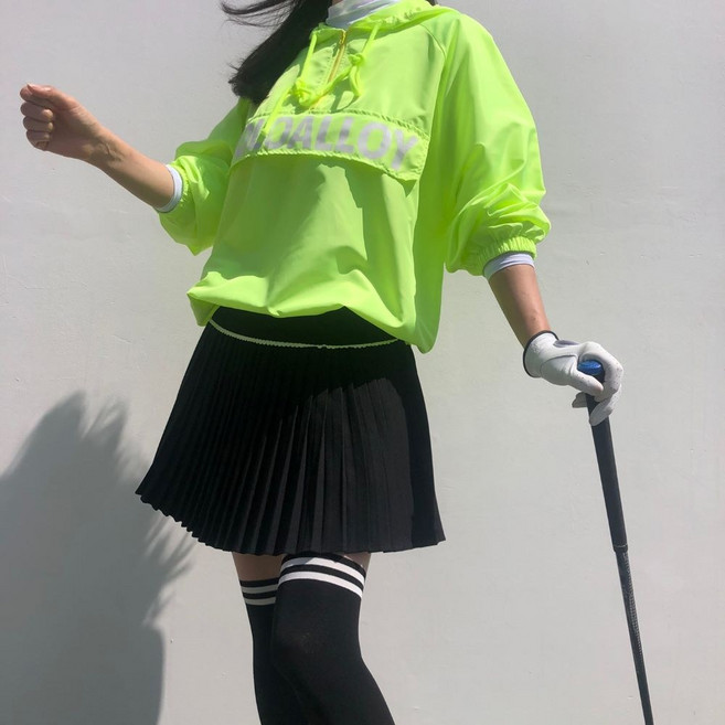 로로얼로이 여성 골프 바람막이 소프트 아노락 후드 반집업 자켓 골프웨어