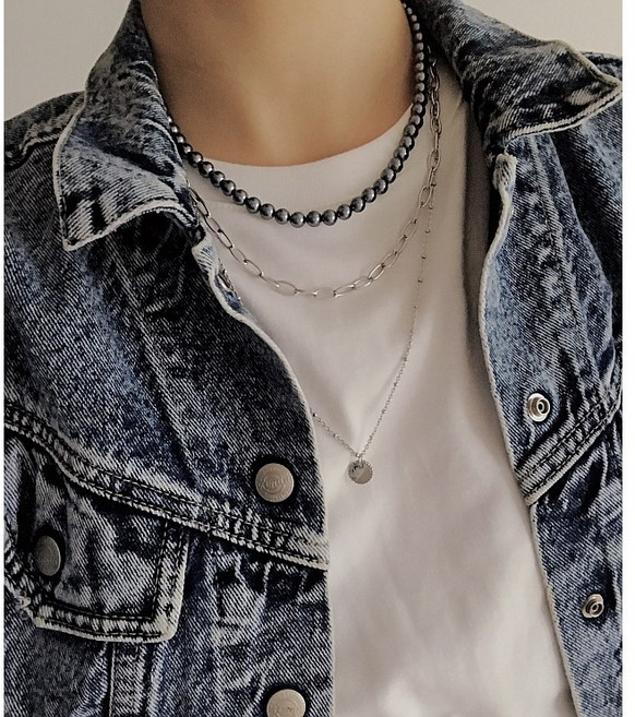 남자초커 남자 진주 목걸이 흑진주 남녀공용 [뉴핑크플레이스]