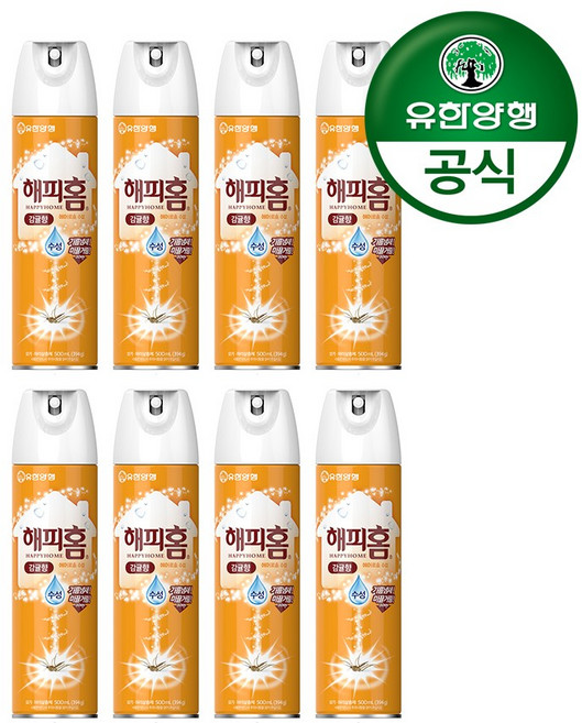 해피홈 모기약 수성 에어로솔 감귤향 500mL, 8개