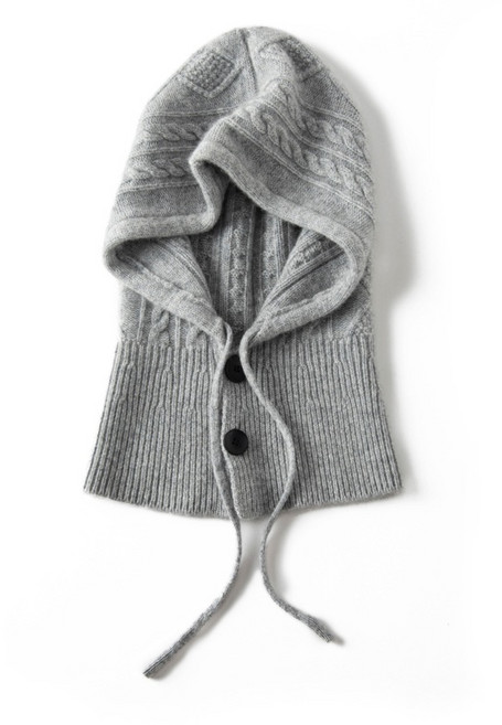 Cos-lume캐시미어바라클라바 단추 꽈배기후드넥워머