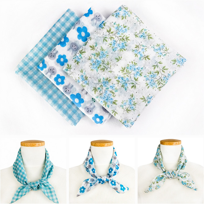 이코제이 국내생산 아사면 스카프 손수건 3종 세트