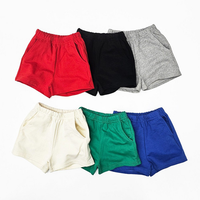 컬러반바지 여름 유아동 바지 팬츠 키즈 여아 남아 밴딩 면 반바지 무지 숏팬츠 등원복