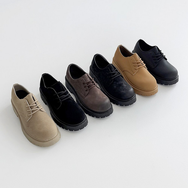 왓위웨어 남여공용 키높이 더비슈즈 캐주얼 로퍼 스웨이드 레더 워싱 쿠션 키높이 4.5cm 구두