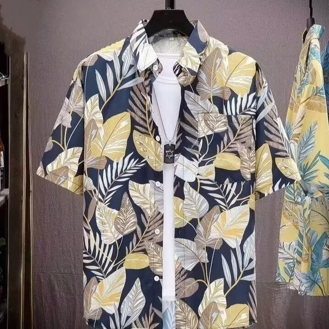 【痞帥復古】夏威夷襯衫 花襯衫 沙灘襯衫 海邊度假 寬鬆短袖 印花襯衫 港風外套 百搭休閒 男女同款 街拍出片必備