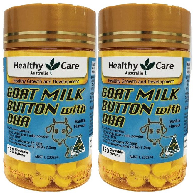 헬씨 케어 산양유 + DHA 바닐라맛 150 츄어블정 X 2개, 1세트, 150정