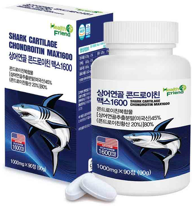 헬스프랜드 상어연골 콘드로이친 맥스 1600 90g, 90정, 1개